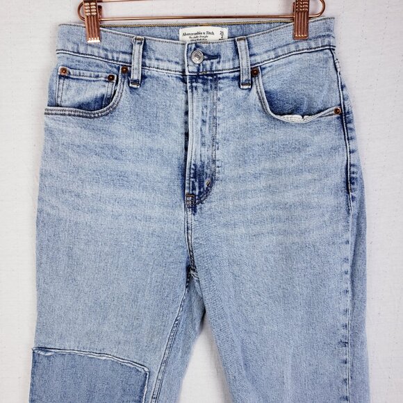 Abercrombie & Fitch Ultra High Rise Ankle Straight Jean Patch Detail size 26 - Picture 3 of 11